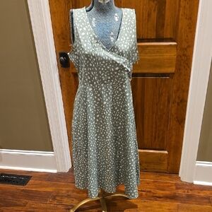 Green Asymmetrical Sleeveless Wrap Sundress